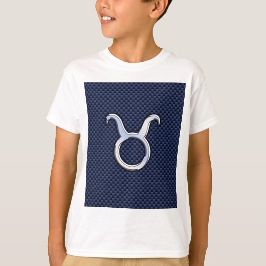 Chroom als Taurus Zodiac Sign Blue Carbon Print T-shirt (Voorkant)
