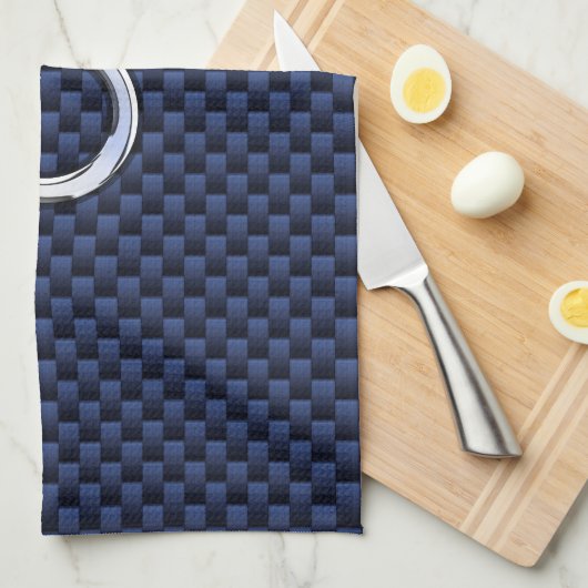 Chroom als Taurus Zodiac Sign Blue Carbon Print Theedoek (Quarter Fold)