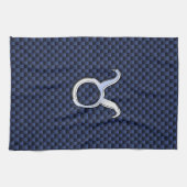 Chroom als Taurus Zodiac Sign Blue Carbon Print Theedoek (Horizontaal)
