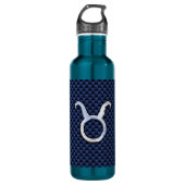 Chroom als Taurus Zodiac Sign Blue Carbon Print Waterfles (Voorkant)