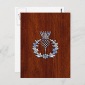 Chroom als Thistle op Mahogany Wood Style Briefkaart (Voorkant / Achterkant)