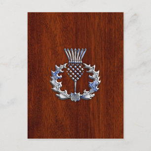Chroom als Thistle op Mahogany Wood Style Briefkaart