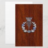 Chroom als Thistle op Mahogany Wood Style Briefpapier (Voorkant / Achterkant)