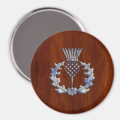 Chroom als Thistle op Mahogany Wood Style Magneet (Voorkant / Achterkant)