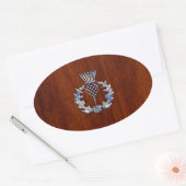 Chroom als Thistle op Mahogany Wood Style Ovale Sticker (Envelop)