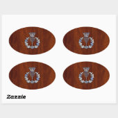 Chroom als Thistle op Mahogany Wood Style Ovale Sticker (Vel)