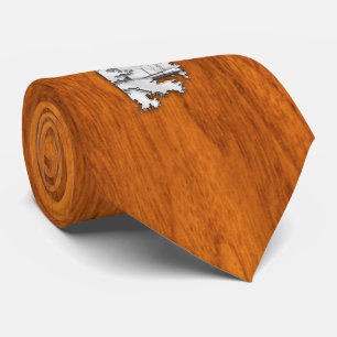 Chroom als vuurtoren op Teak Wood print Stropdas