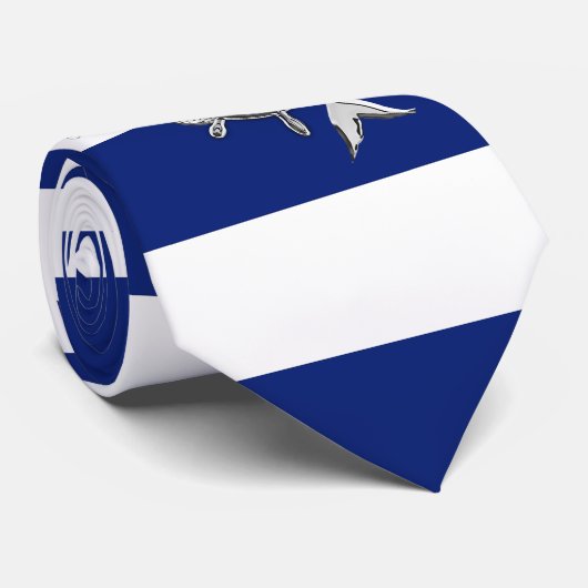 Chroom als zeemeermin op blauwe strepen van de zee stropdas (Opgerold)