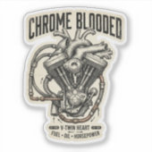 Chroom Bloed V-Twin Hart Sticker (Voorkant)