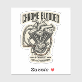 Chroom Bloed V-Twin Hart Sticker