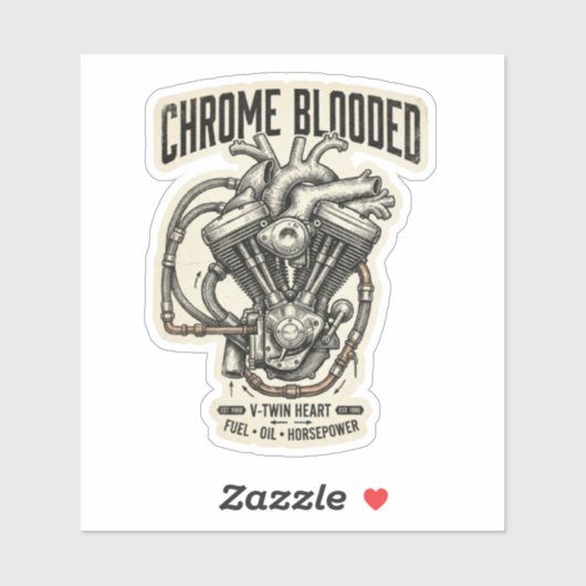 Chroom Bloed V-Twin Hart Sticker (Vel)