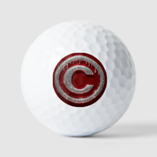Chroom Drip Glitter Letter C Monogram Golfballen