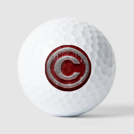 Chroom Drip Glitter Letter C Monogram Golfballen (Voorkant)