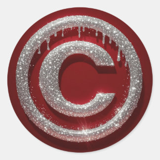 Chroom Drip Glitter Letter C Monogram Ronde Sticker