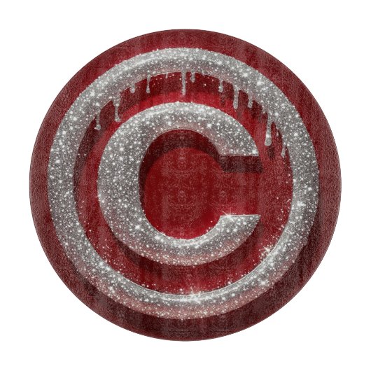 Chroom Drip Glitter Letter C Monogram Snijplank (Voorkant)