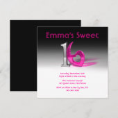 Chroom en Snoep Roze Sweet 16 Kaart (Voorkant / Achterkant)