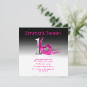 Chroom en Snoep Roze Sweet 16 Kaart (Staand voorkant)