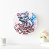 Chroom Kitten Wandklok-Acryl Grote Klok (Huis)