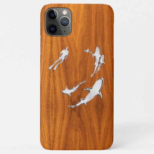 Chroom like Diver with Sharks Silhouettes Case-Mate iPhone Case (Achterkant)