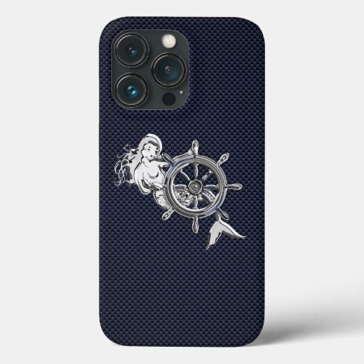 Chroom Mermaid op koolstofvezel afdrukken Case-Mate iPhone Case (Achterkant)