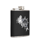 Chroom Mermaid op koolstofvezel afdrukken Heupfles (Rechts)