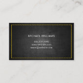 Chroom Metallic | Donkere textuur geel gestikt Visitekaartje (Achterkant)