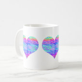Chroom Metallic Neon Rainbow Heart Koffiemok (Voorkant links)