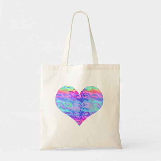 Chroom Metallic Neon Rainbow Heart Tote Bag (Voorkant)