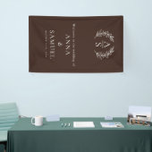Chroom Monogram Chocoladebruin en Witte Bruiloft Spandoek (Beurs)