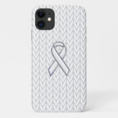 Chroom on White Knit Ribbon Awareness Case-Mate iPhone Case (Achterkant)
