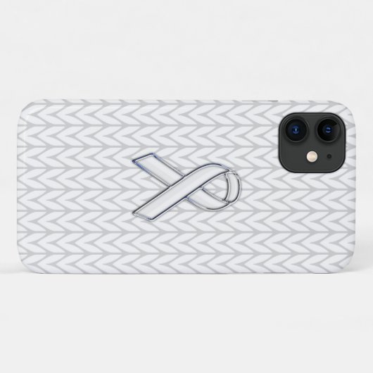 Chroom on White Knit Ribbon Awareness Case-Mate iPhone Case (Achterkant (horizontaal))