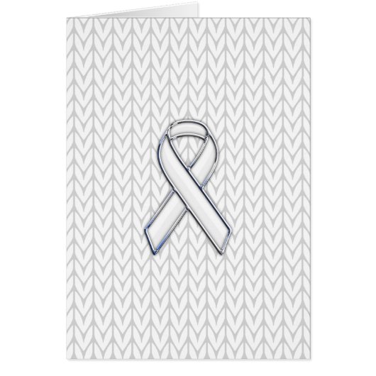 Chroom on White Knit Ribbon Awareness Print (Voorkant)