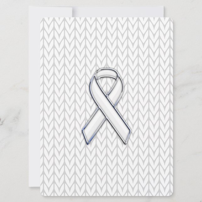 Chroom on White Knit Ribbon Awareness Print (Voorkant)