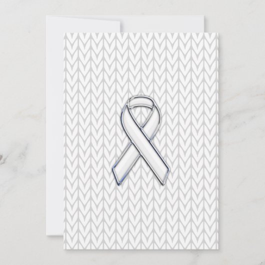 Chroom on White Knit Ribbon Awareness Print (Voorkant)