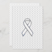 Chroom on White Knit Ribbon Awareness Print (Voorkant / Achterkant)