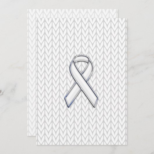 Chroom on White Knit Ribbon Awareness Print (Voorkant / Achterkant)