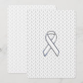Chroom on White Knit Ribbon Awareness Print (Voorkant / Achterkant)
