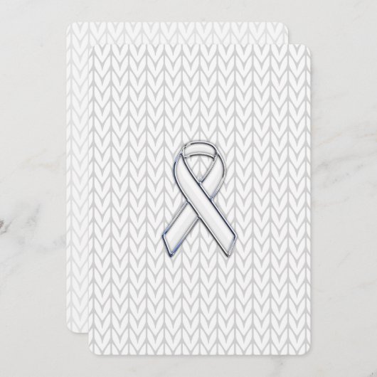 Chroom on White Knit Ribbon Awareness Print (Voorkant / Achterkant)