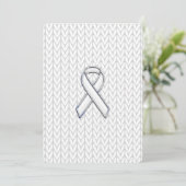Chroom on White Knit Ribbon Awareness Print (Staand voorkant)