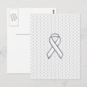 Chroom on White Knit Ribbon Awareness Print Briefkaart (Voorkant / Achterkant)
