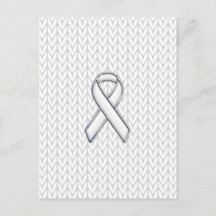 Chroom on White Knit Ribbon Awareness Print Briefkaart