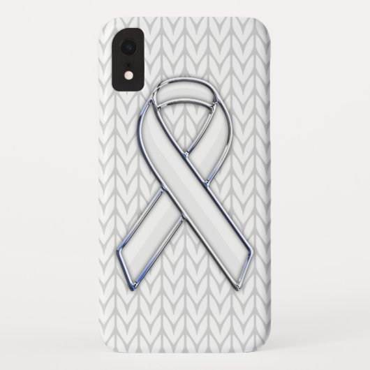 Chroom on White Knit Ribbon Awareness Print Case-Mate iPhone Case (Achterkant)