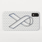 Chroom on White Knit Ribbon Awareness Print Case-Mate iPhone Case (Achterkant (horizontaal))