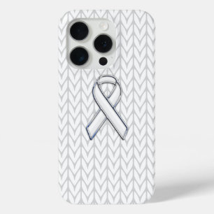 Chroom on White Knit Ribbon Awareness Print iPhone 15 Pro Case