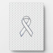 Chroom on White Knit Ribbon Awareness Print Fotoplaat (voorkant)