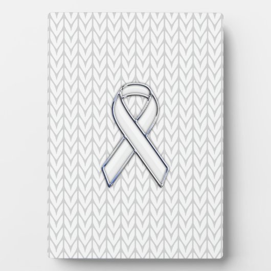 Chroom on White Knit Ribbon Awareness Print Fotoplaat (voorkant)