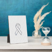 Chroom on White Knit Ribbon Awareness Print Fotoplaat (Zijkant)