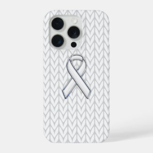 Chroom on White Knit Ribbon Awareness Print iPhone 15 Pro Case