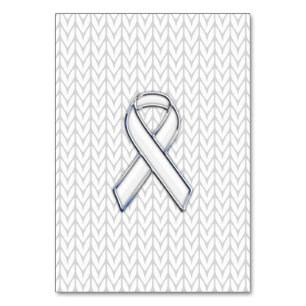 Chroom on White Knit Ribbon Awareness Print Kaart