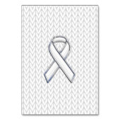 Chroom on White Knit Ribbon Awareness Print Kaart (Voorkant)